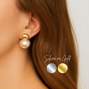 Gold and Silver Pearl Drop Earrings